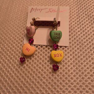 Betsey Johnson conversation heart earrings, NWT